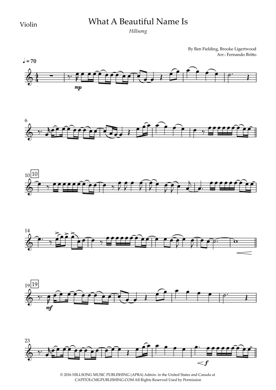 What A Beautiful Name (arr. Fernando Britto)
