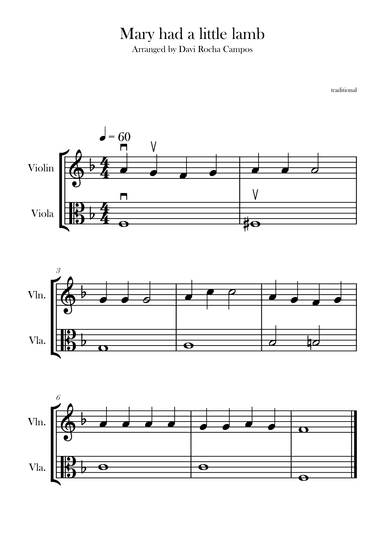 Mary had a little lamb (arr. Davi Rocha Campos)