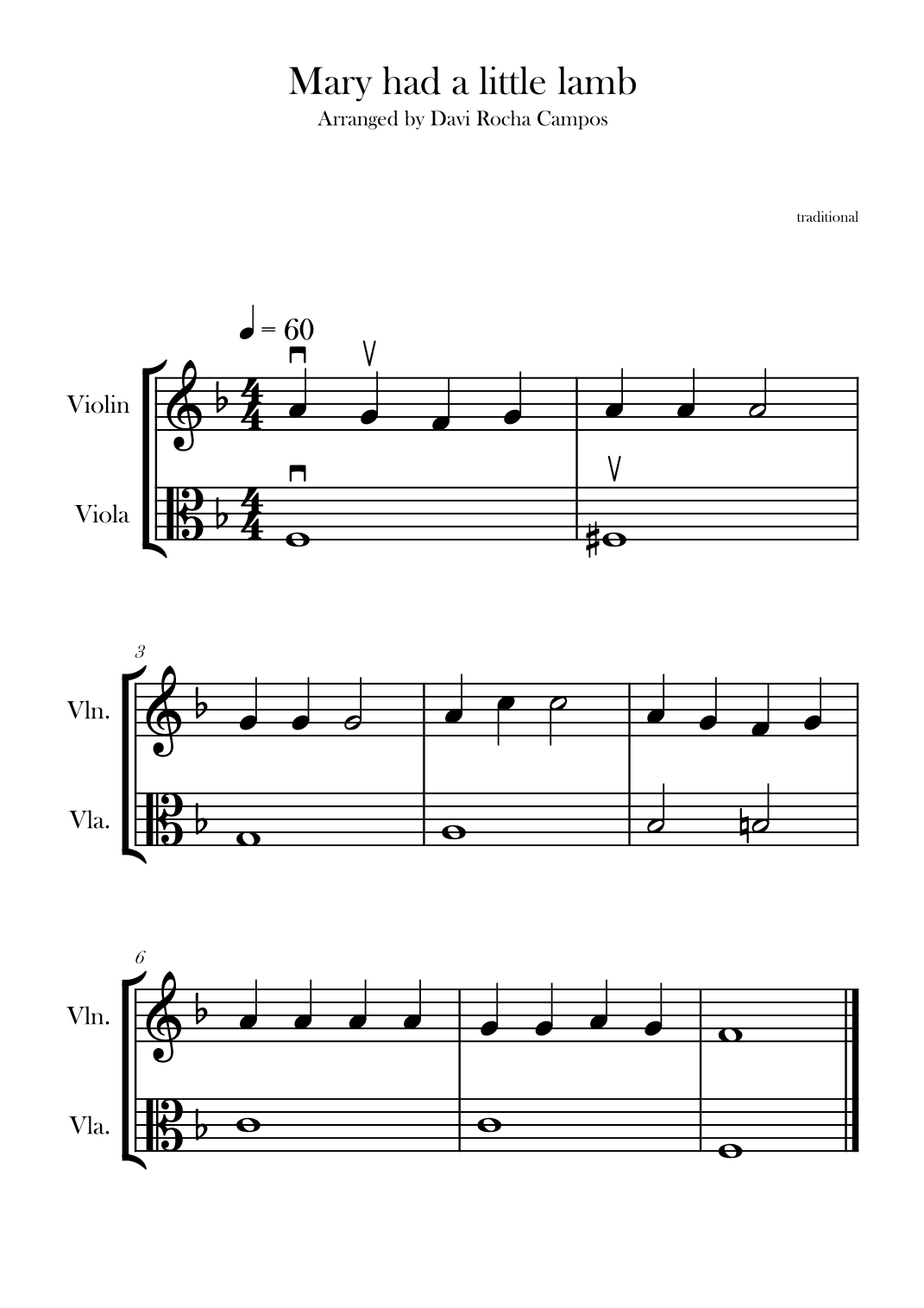 Mary had a little lamb (arr. Davi Rocha Campos)