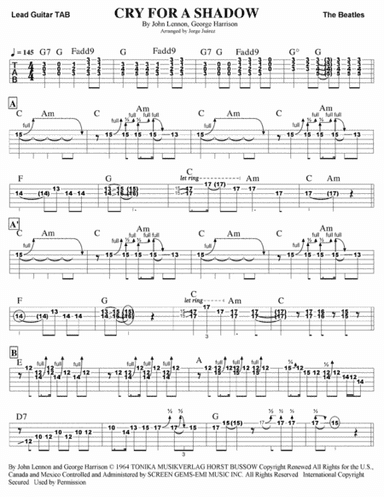 Cry For A Shadow (arr. Jorge Juárez)
