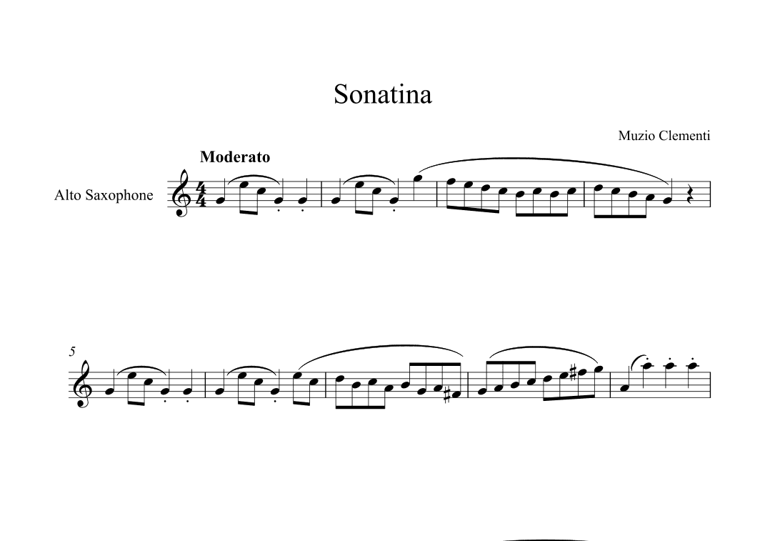 Sonatina (In C Major) - Muzio Clementi (Alto Sax) (arr. Digital Book Music)