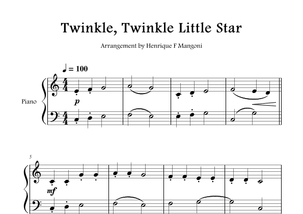 Twinkle, Twinkle Little Star (arr. Henrique F Mangoni)