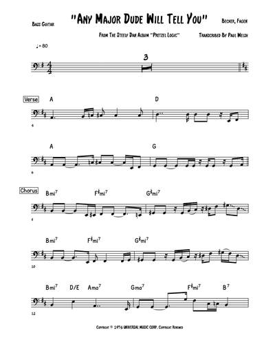 Any Major Dude Will Tell You (arr. Accubass)