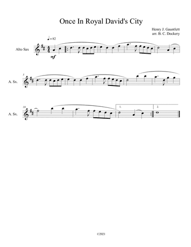 Once in Royal David's City (Alto Sax Solo) (arr. B. C. Dockery)
