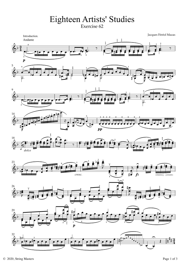 Mazas 75 Melodious & Progressive Studies Op 36, Book 3, No.62 (arr. String Masters)