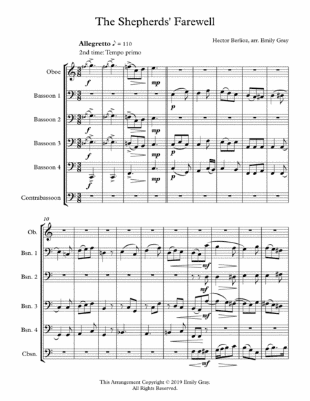 The Shepherds' Farewell (Double-Reed Ensemble) (arr. Emily Gray)