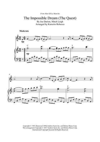 The Impossible Dream (the Quest) (arr. Kaiserin Rebecca)