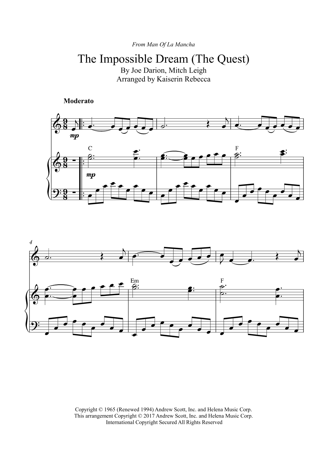 The Impossible Dream (the Quest) (arr. Kaiserin Rebecca)