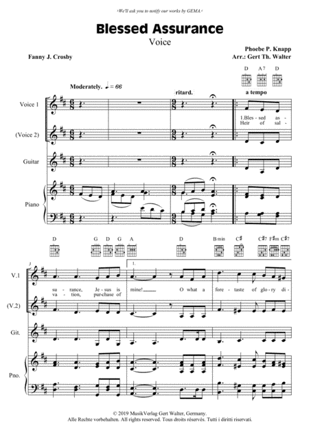 Blessed Assurance (arr. Gert Th. Walter)