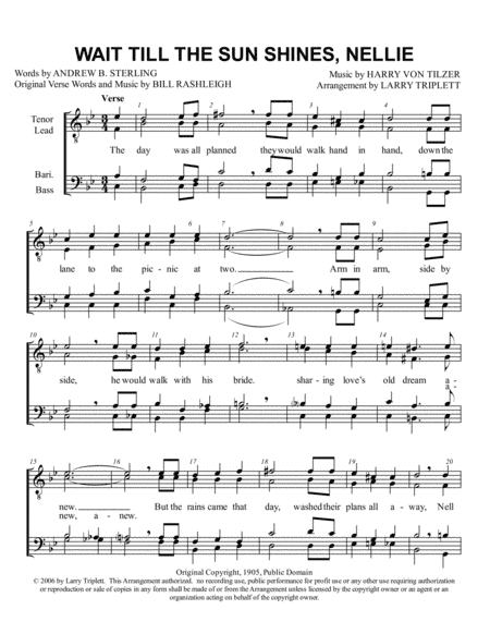 Wait Till the Sun Shines Nellie (arr. Larry Triplett)