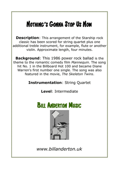 Nothing's Gonna Stop Us Now (arr. Bill Anderton Music)
