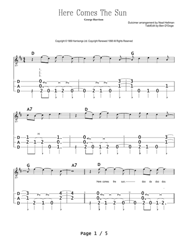 Here Comes The Sun (arr. Ben D'Ooge)