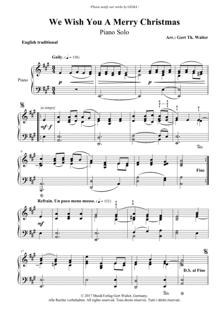 We Wish You A Merry Christmas (arr. Gert Th. Walter)
