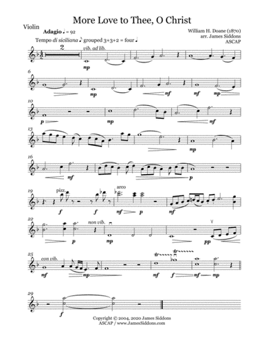 More Love to Thee, O Christ -- Violin Part (arr. James Siddons)