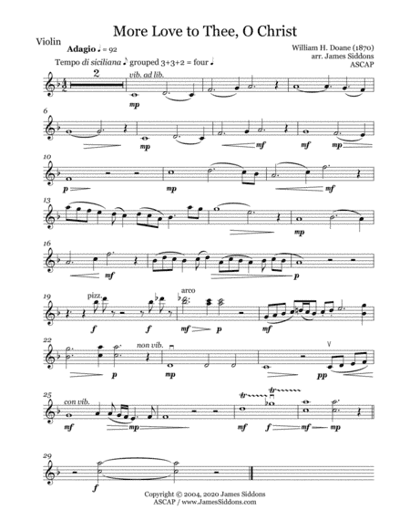 More Love to Thee, O Christ -- Violin Part (arr. James Siddons)
