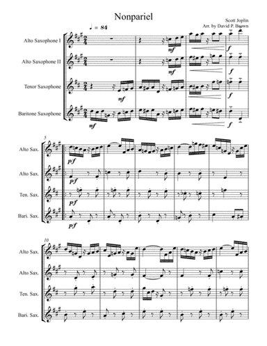 Nonpareil Rag for Saxophone Quartet (arr. David P. Brown)