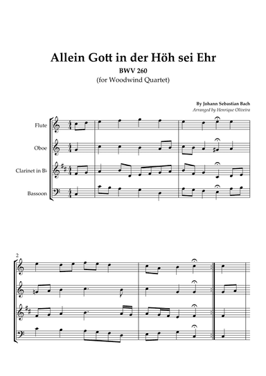 Bach's Choral - "Allein Gott in der Höh sei Ehr" (Woodwind Quartet) (arr. Henrique Oliveira)