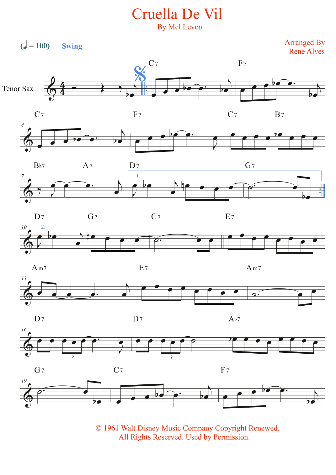 Cruella De Vil (arr. Rene Alves)