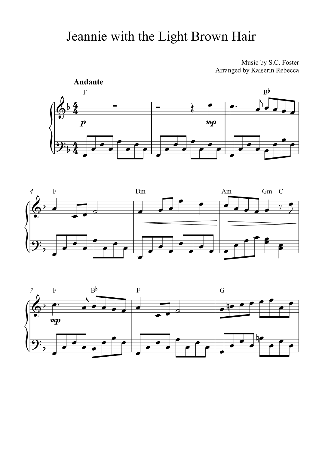 Jeannie With the Light Brown Hair (arr. Kaiserin Rebecca)