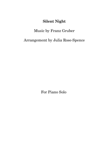 Silent Night for Piano Solo (Intermediate) (arr. Julia Rose-Spence)
