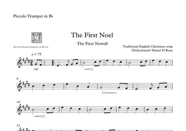 The First Noel - The First Nowell - Easy Christmas Carol - Piccolo Trumpet (arr. Daniel H Rosa)