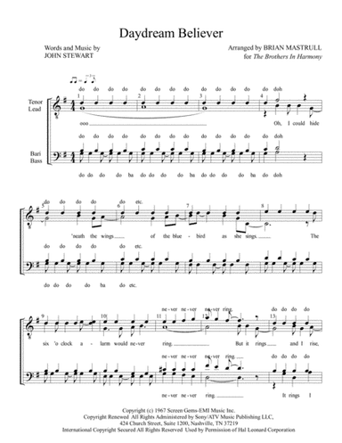 Daydream Believer (arr. Mastrull Charts)