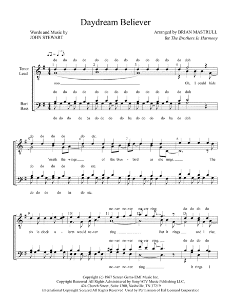 Daydream Believer (arr. Mastrull Charts)