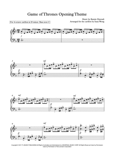 Game Of Thrones (arr. Isaac Yee Sing Wong)