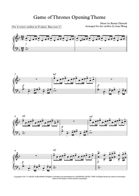 Game Of Thrones (arr. Isaac Yee Sing Wong)