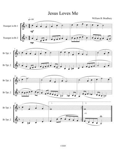 Jesus Loves Me (trumpet duet) (arr. B C Dockery)
