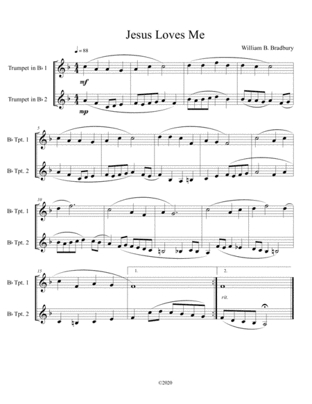 Jesus Loves Me (trumpet duet) (arr. B C Dockery)