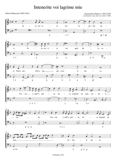 Intenerite voi lagrime mie (arr. Early Music Scores)