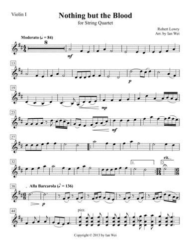 Nothing but the Blood for String Quartet (arr. Ian Wei)