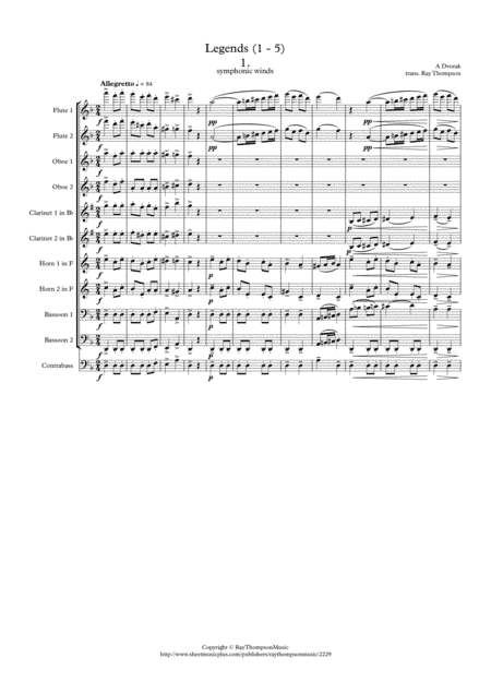 Dvorak: Legends Op.59 Nos. 1 - 5 - symphonic wind (arr. Ray Thompson)