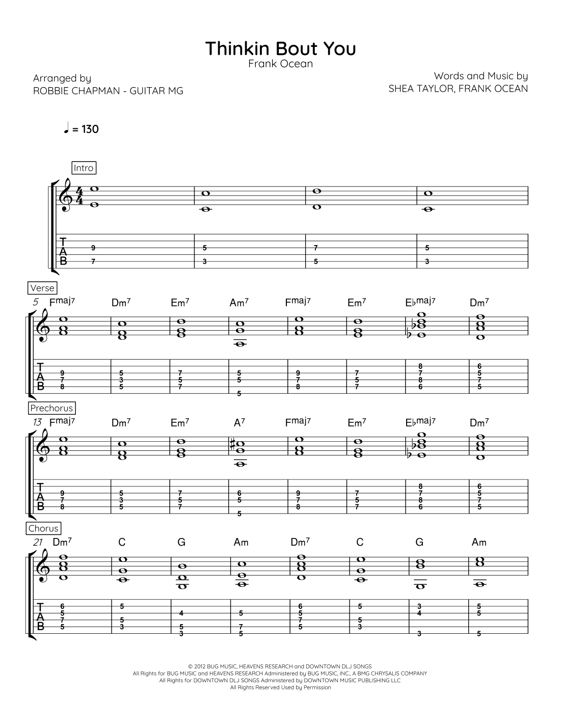 Thinkin' 'bout You (arr. Robbie Chapman - Guitar MG)