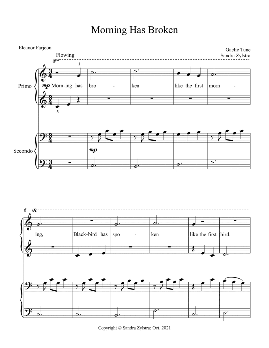 Morning Has Broken (beginning solo with optional elementary duet) (arr. Sandra Zylstra)