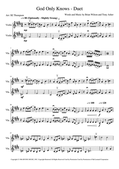 God Only Knows (arr. Steven E Thompson)