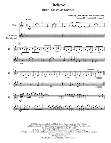 Believe (arr. Kenneth D. Friedrich)