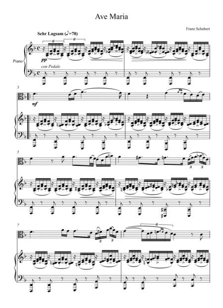 Franz Schubert - Ave Maria (Viola Solo) - F Key (arr. André Laitano)