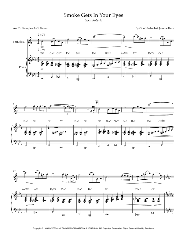 Smoke Gets In Your Eyes (arr. Debra E. Stempien, Gregory H. Turner)