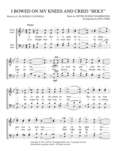 Bowed On My Knees And Cried Holy! (arr. Paul A. Jorg)