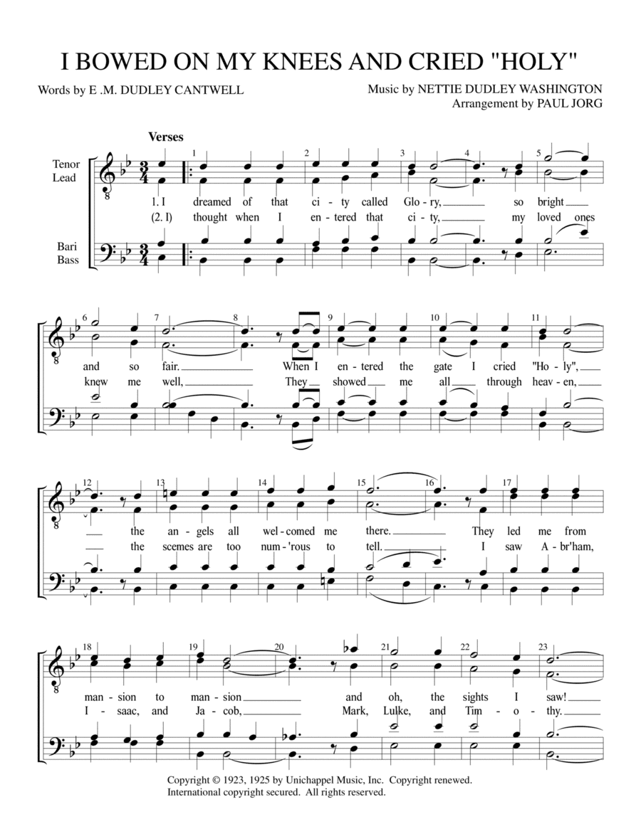 Bowed On My Knees And Cried Holy! (arr. Paul A. Jorg)