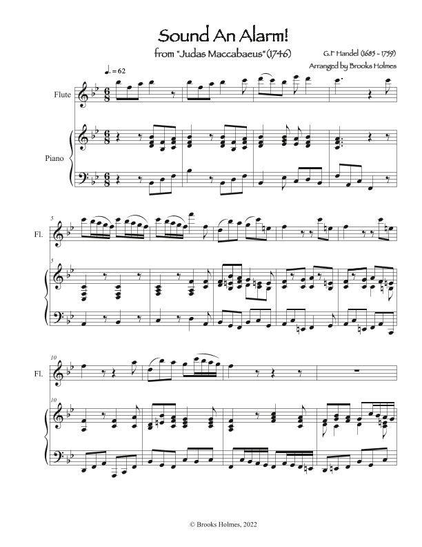 Sound An Alarm - Aria from Judas Maccabaeus - Flute & Piano in Bb (arr. Brooks Holmes)