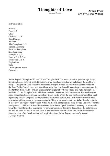 Thoughts of Love (arr. George Willson)