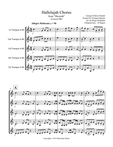 Hallelujah (from "Messiah") (Bb) (Trumpet Quintet) (arr. Regis Bookshar)
