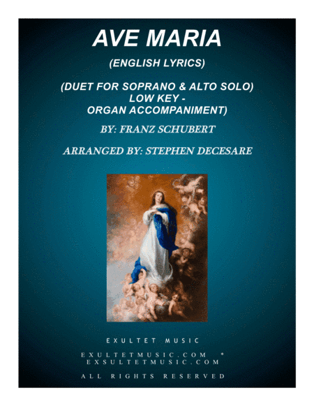 Ave Maria (Duet for Soprano & Alto Solo - English Lyrics - Low Key) - Organ Accompaniment (arr. Stephen DeCesare)