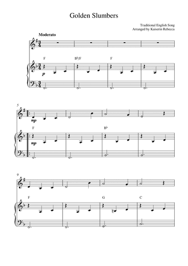 Golden Slumbers (for tenor saxophone solo and piano accompaniment) (arr. Kaiserin Rebecca)