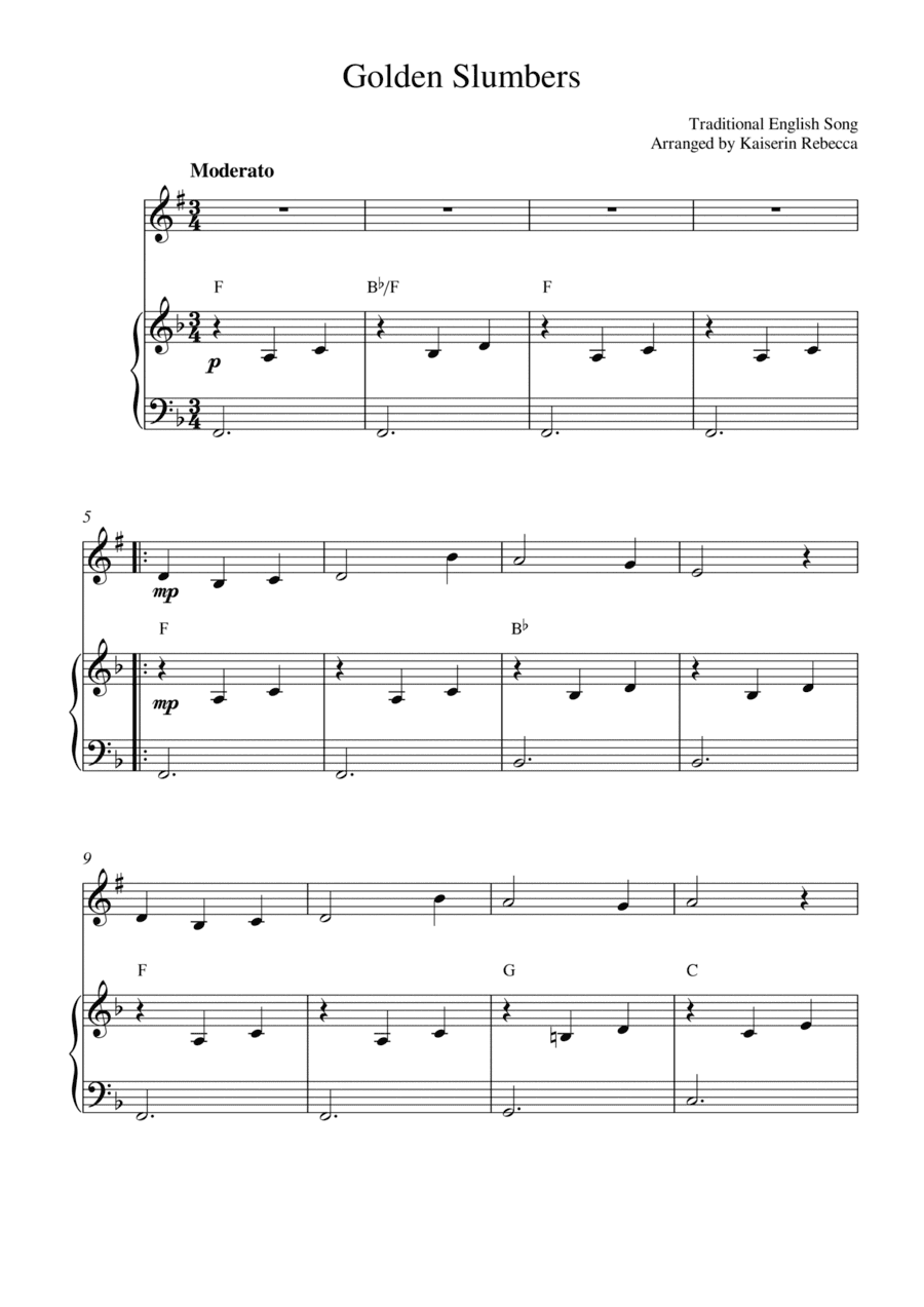 Golden Slumbers (for tenor saxophone solo and piano accompaniment) (arr. Kaiserin Rebecca)