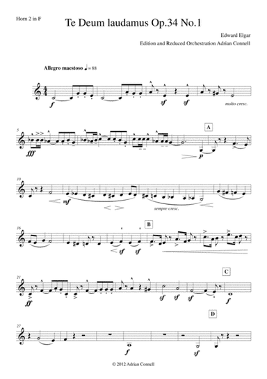 Elgar - Te Deum - Reduced Orchestration - Horn 2 (arr. Adrian Connell)