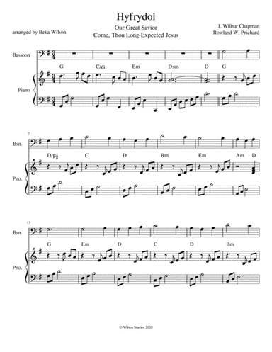 Come Thou Long-Expected Jesus--bassoon solo (arr. Beka Wilson)